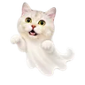 White cat in a ghost costume