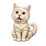 White cat in a mummy costume