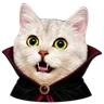 White cat in a vampire costume