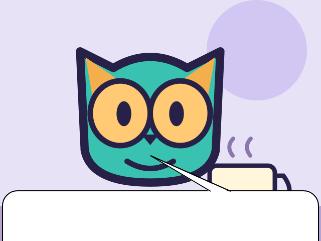 The owl with a white bubble along the bottom and its tail pointing toward the owl