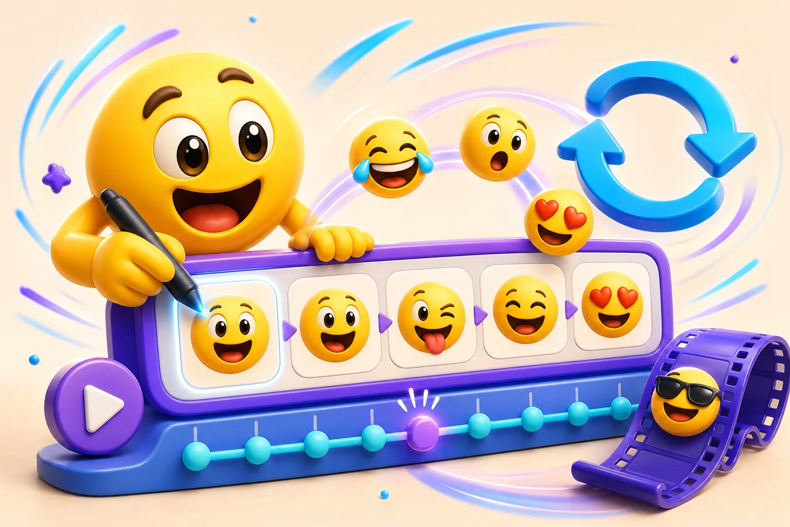 Animated emoji maker guide showing looping reaction frames