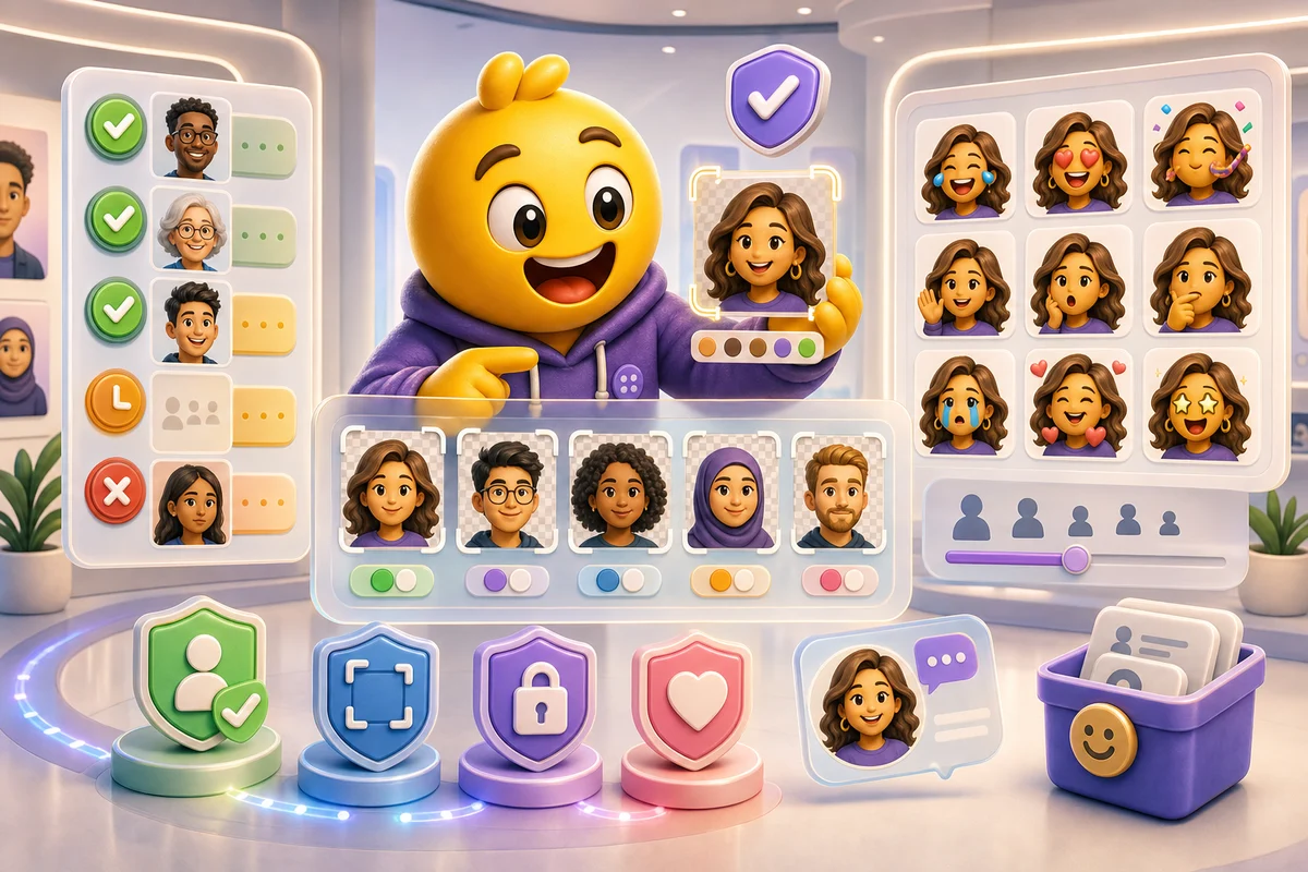 Headshot to Reaction Emoji Pack: Consent, Crops, and Names illustration