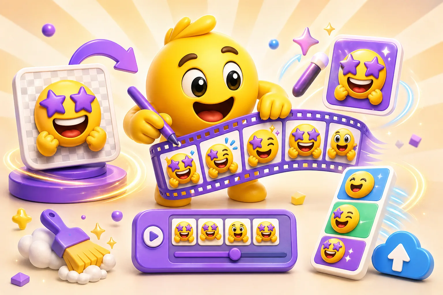 Animated emoji before and after
