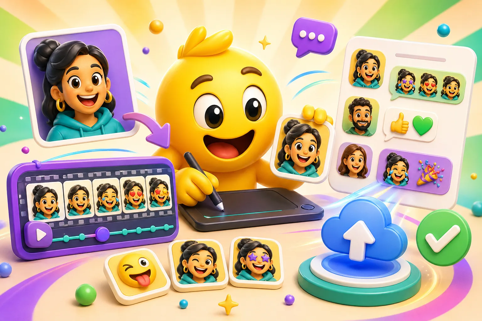 Animated Slack emojis tutorial illustration