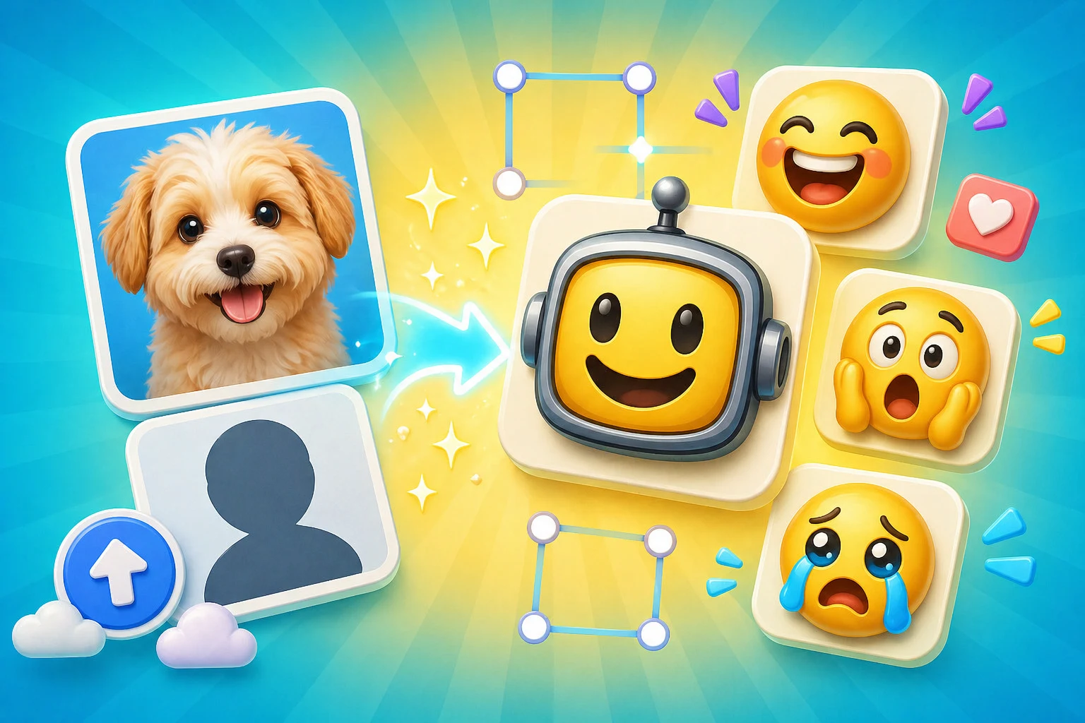 AI image to animated emoji guide showing a photo becoming an emoji