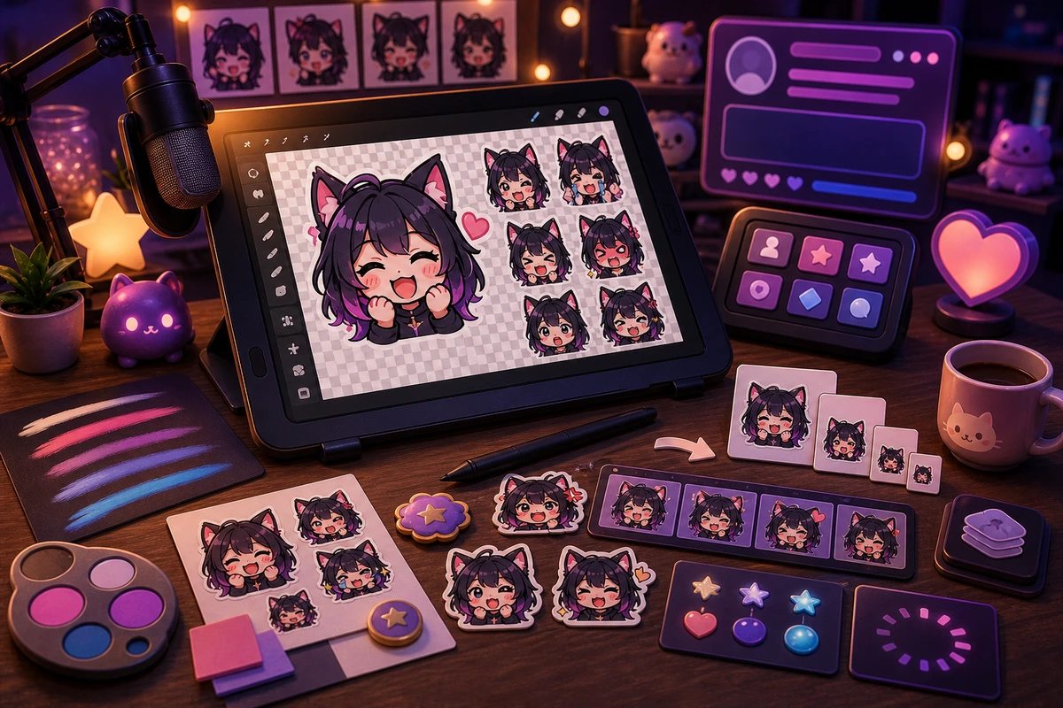 Procreate Twitch Emote Export Guide illustration