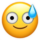 Click to make emojis with: An emoji face with wide eyes and a bead of sweat